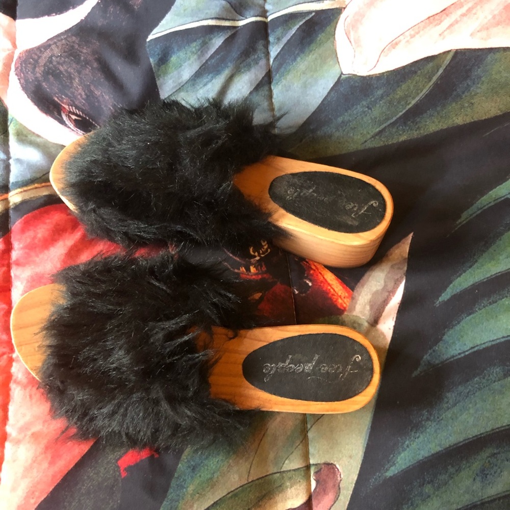 Free People Fur Clog Sandals